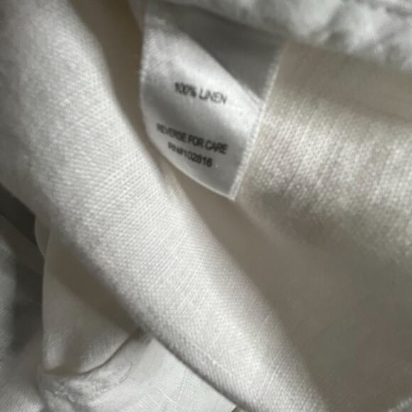 Garnet Hill White Linen Blazer Womens XS Lightweight Roll-Sleeve Single-Breasted - Picture 5 of 11